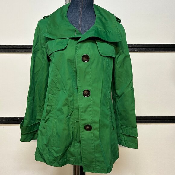 Ellen Tracy Green Raincoat Jacket, Size Small Petite - Picture 1 of 6